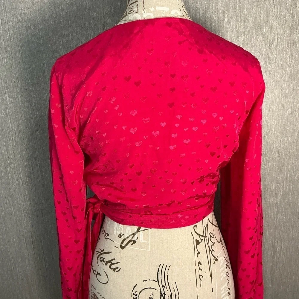 NWOT Elegant Pink Wrap Blouse Size Small